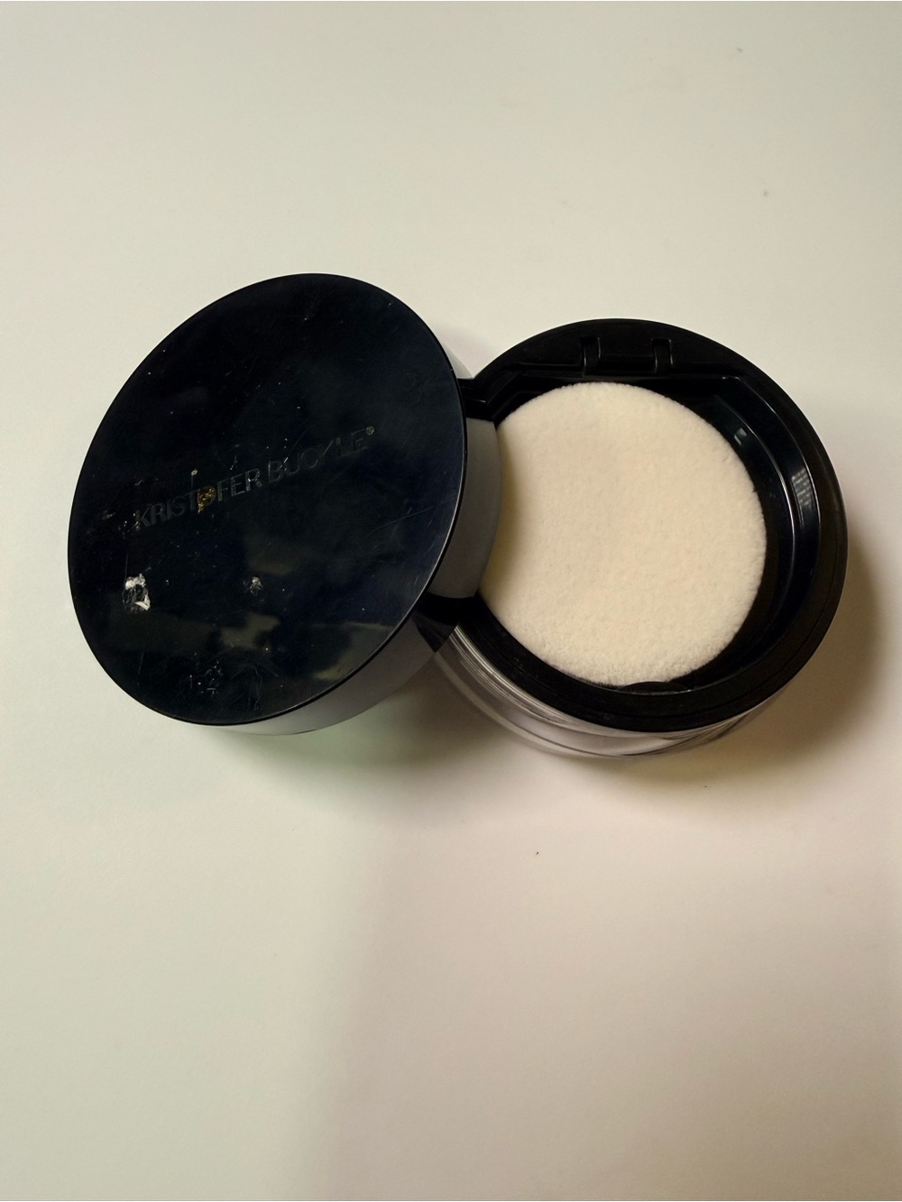 Translucent Setting Powder Compact with Plush Puff - Black & White
